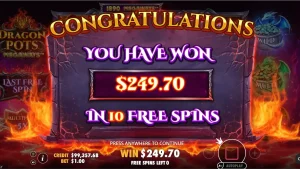 Dragon Pots Megaways slot machine interface with dragon theme