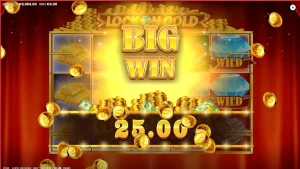 Tampilan visual slot Lock On Gold dengan tema kemewahan emas dan panggung teater
