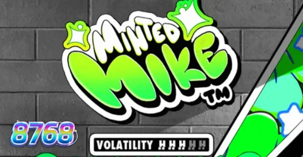 Tampilan visual slot Minted Mike dengan estetika grafiti neon